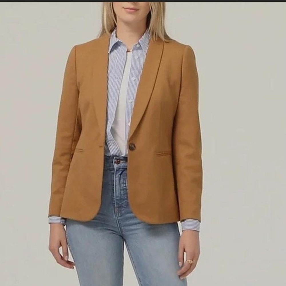 J. Crew Helena Blazer Camel Brown Wool Blend Italian Fabric CC341 Womens Size 0